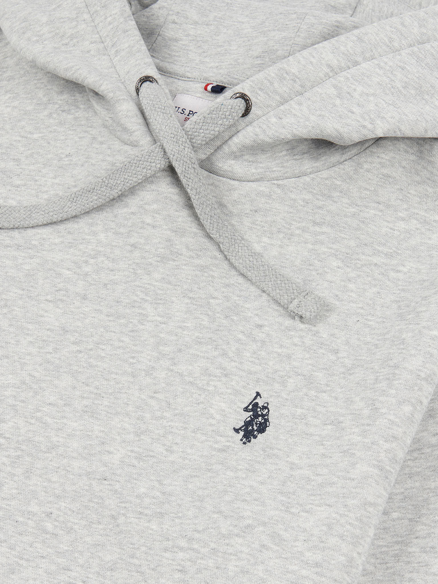 Mens Double Horsemen Hoodie in Mid Grey Marl