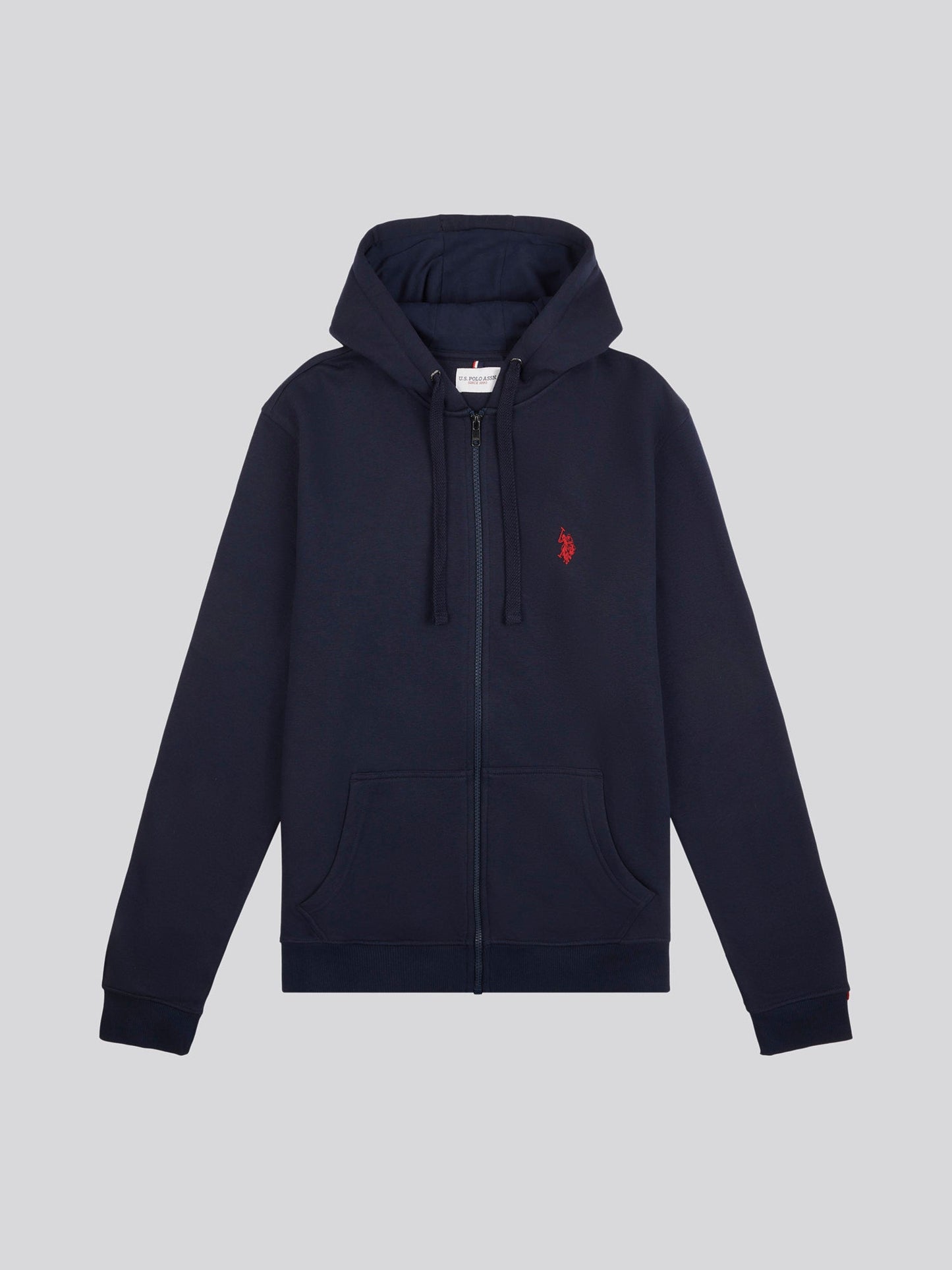 Mens Double Horsemen Zip Hoodie in Dark Sapphire Navy / Haute Red DHM