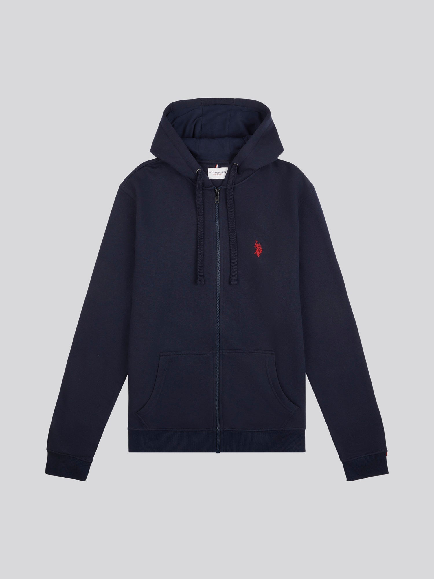 Mens Double Horsemen Zip Hoodie in Dark Sapphire Navy / Haute Red DHM