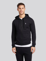 Mens Double Horsemen Zip Hoodie in Black Bright White DHM
