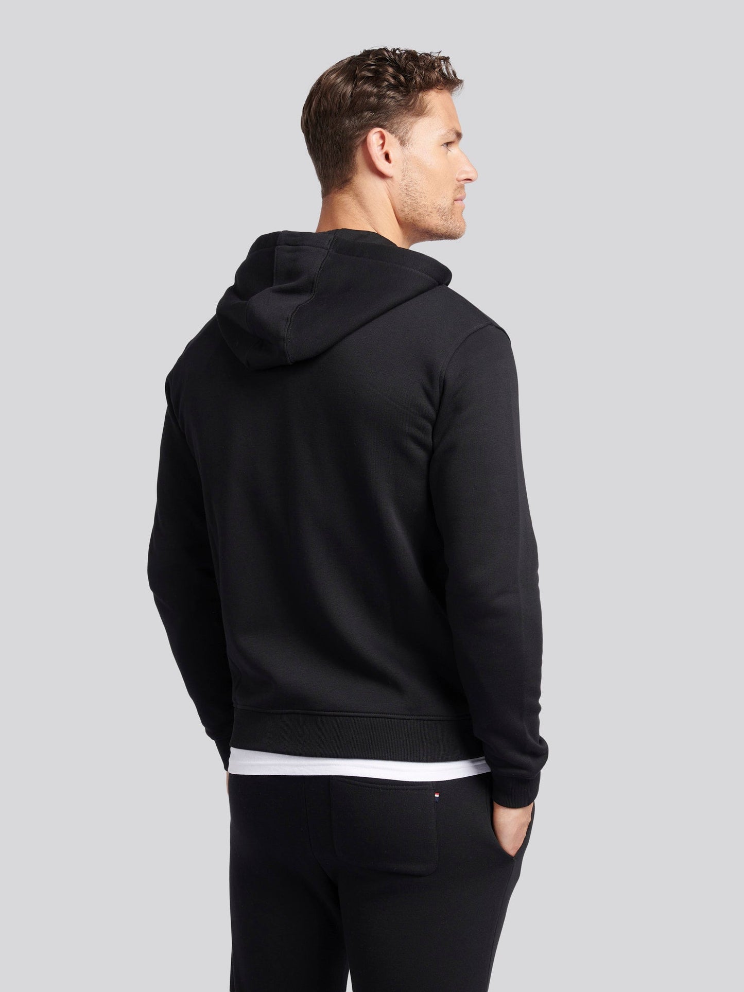 Mens Double Horsemen Zip Hoodie in Black Bright White DHM