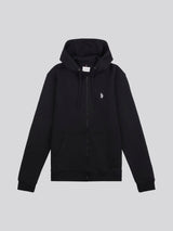 Mens Double Horsemen Zip Hoodie in Black Bright White DHM
