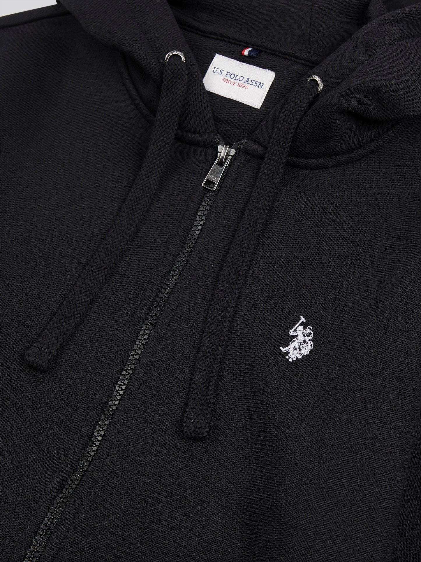 Mens Double Horsemen Zip Hoodie in Black Bright White DHM