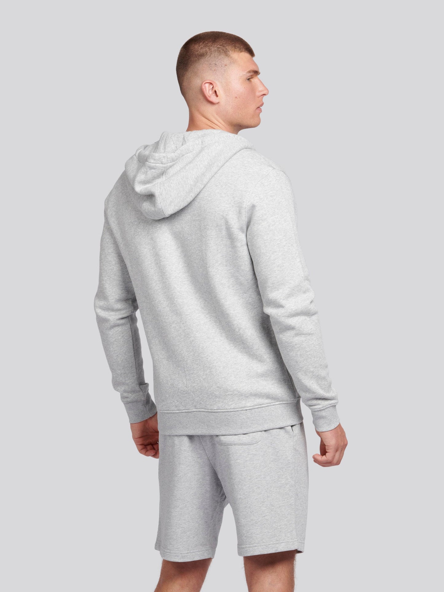 Mens Double Horsemen Zip Hoodie in Mid Grey Marl