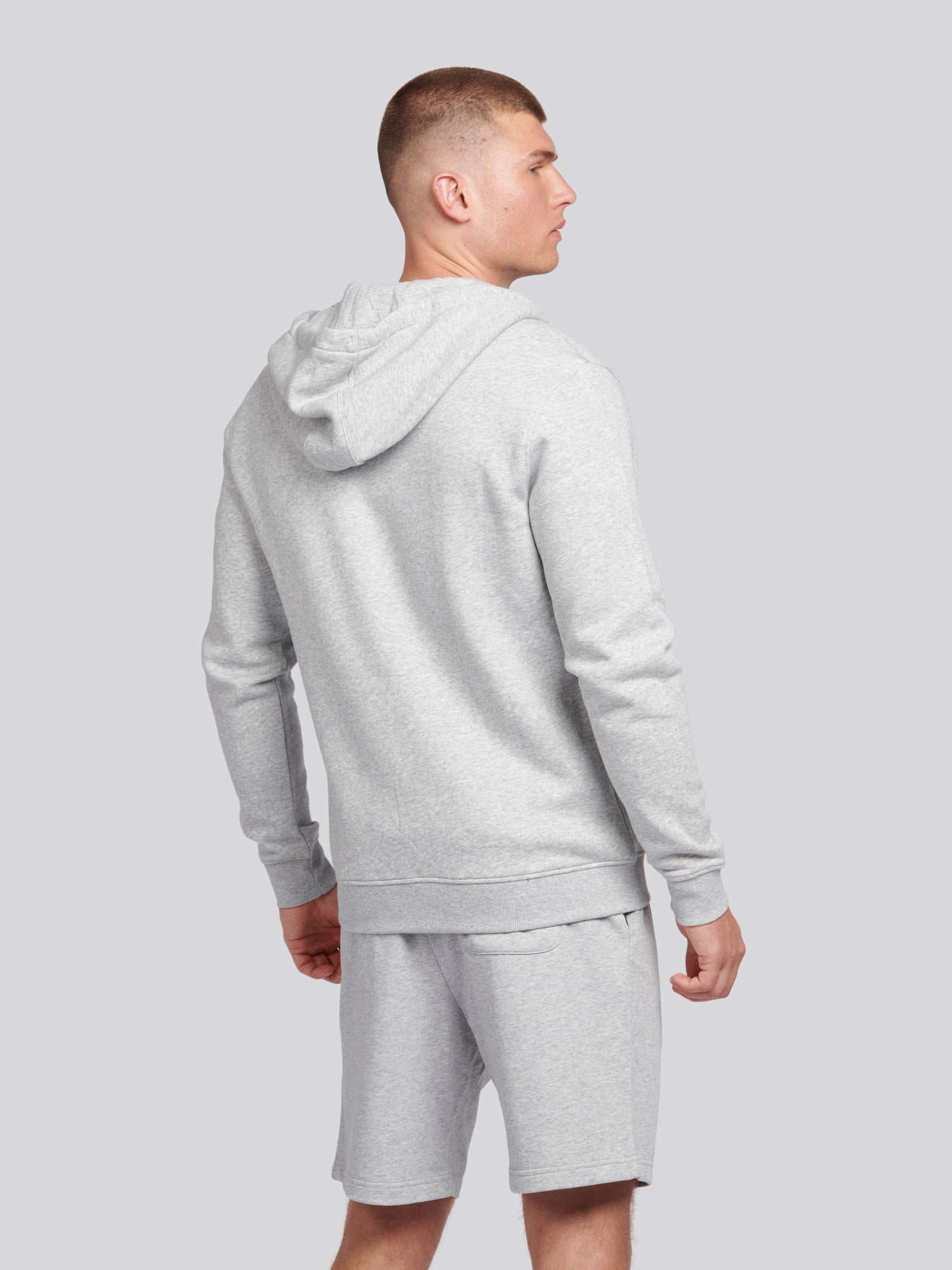 Mens Double Horsemen Zip Hoodie in Mid Grey Marl