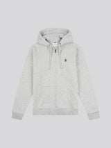 Mens Double Horsemen Zip Hoodie in Mid Grey Marl