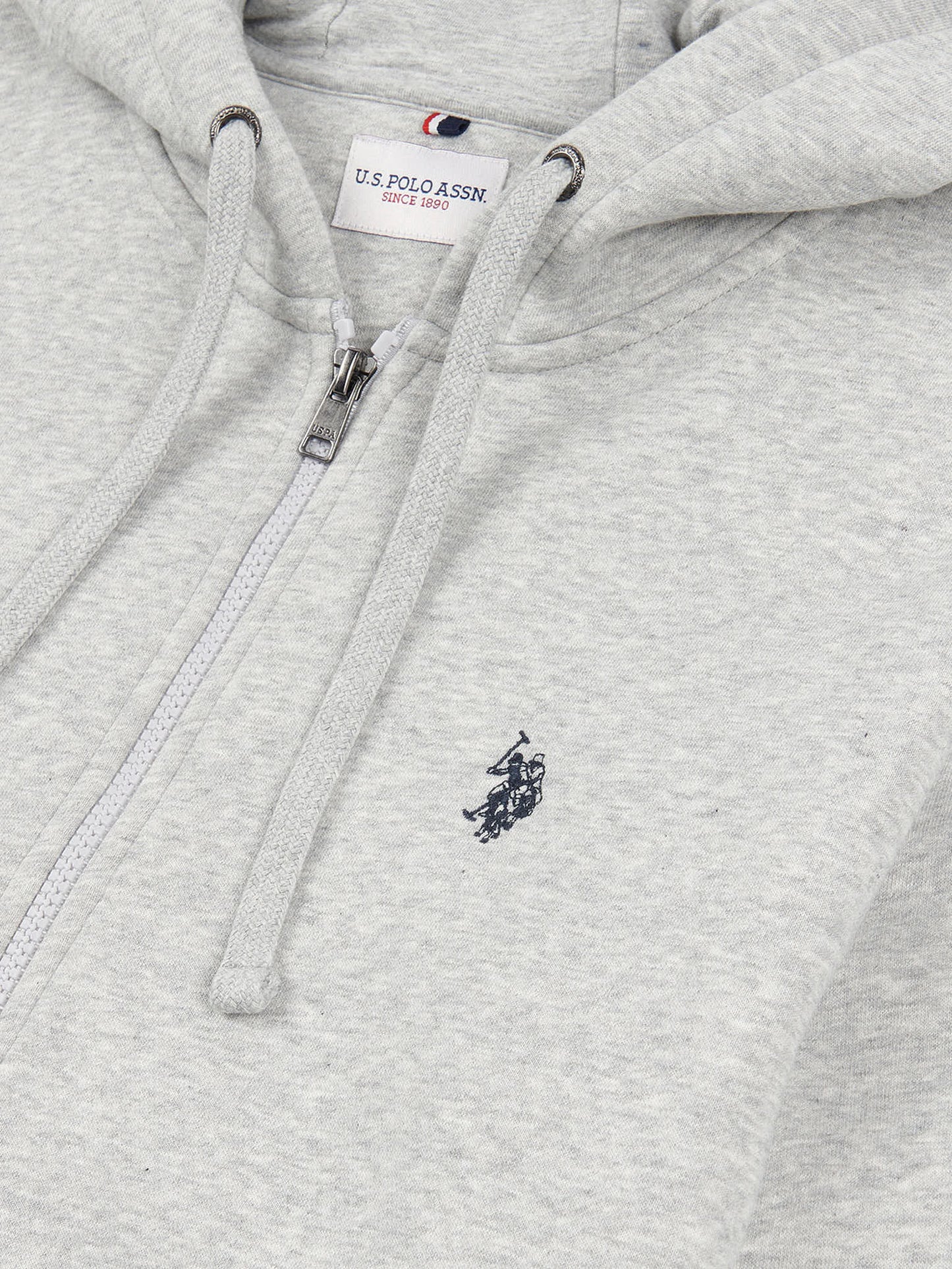 Mens Double Horsemen Zip Hoodie in Mid Grey Marl