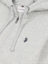 Mens Double Horsemen Zip Hoodie in Mid Grey Marl