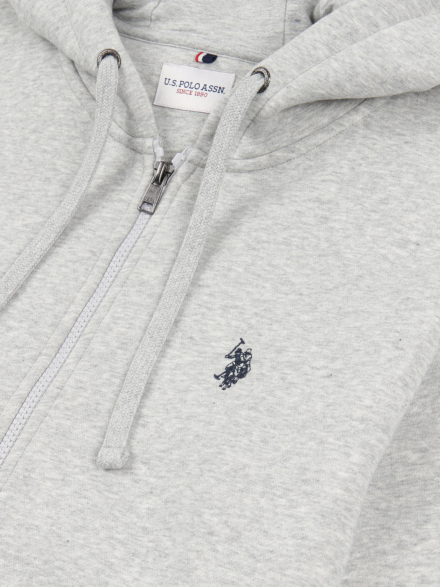 Mens Double Horsemen Zip Hoodie in Mid Grey Marl