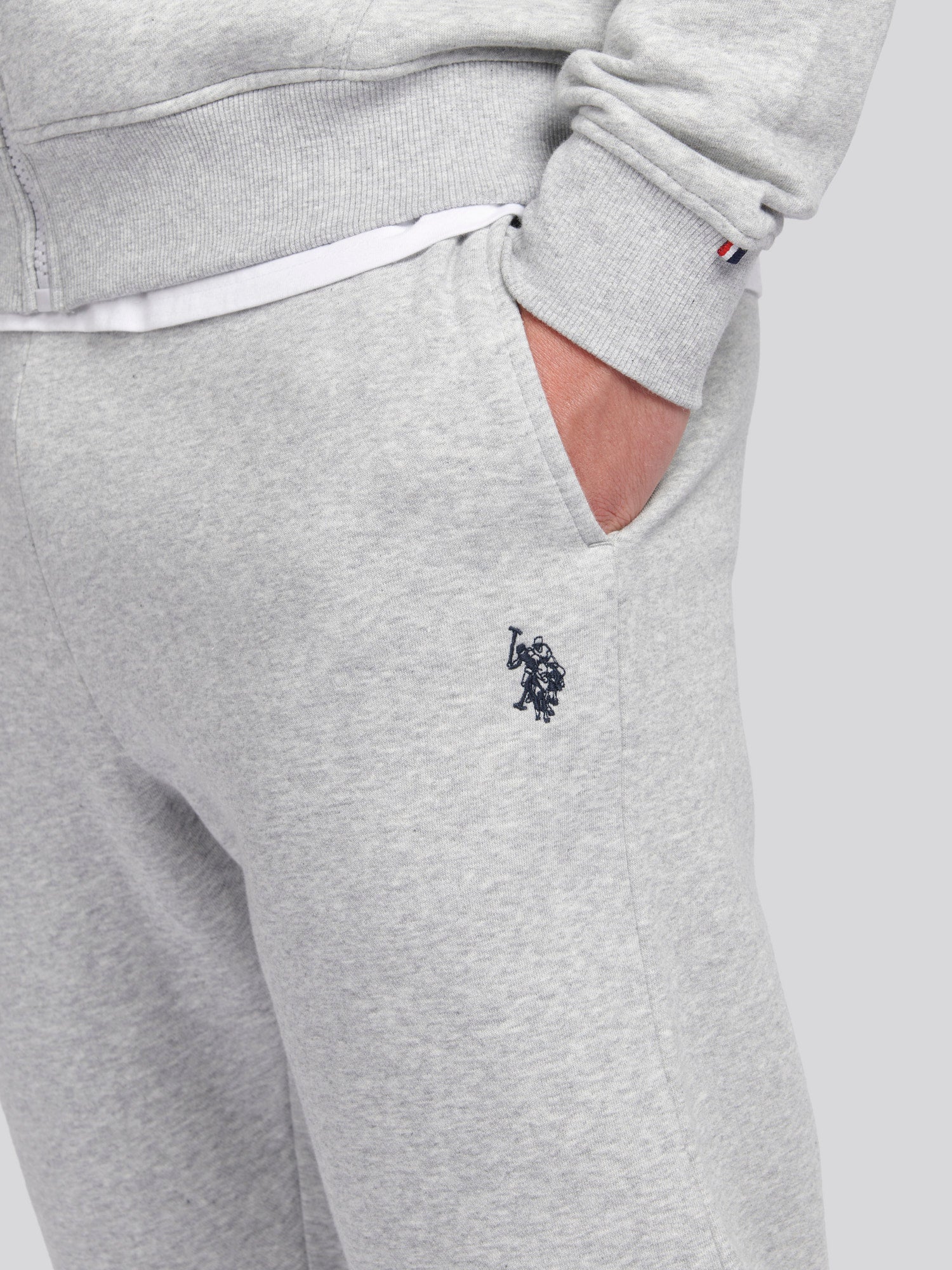 Mens Double Horsemen Jogger in Mid Grey Marl