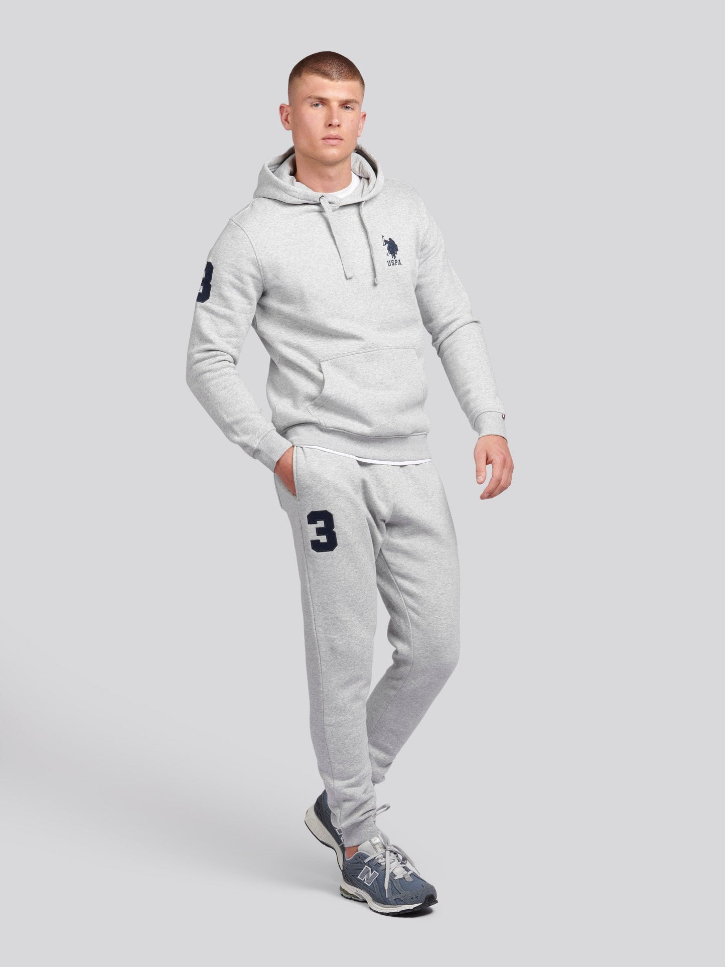 Mens Player 3 Hoodie in Mid Grey Marl
