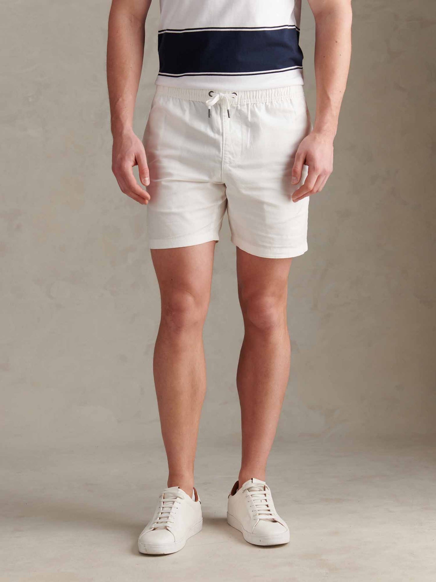 Mens Linen Blend Deck Shorts Bright White