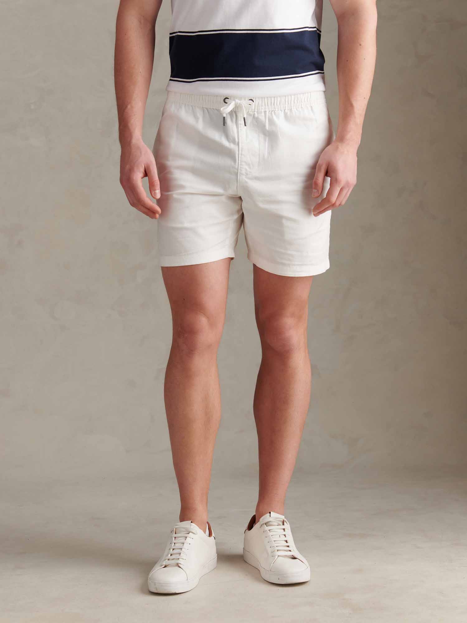 Mens Linen Blend Deck Shorts Bright White