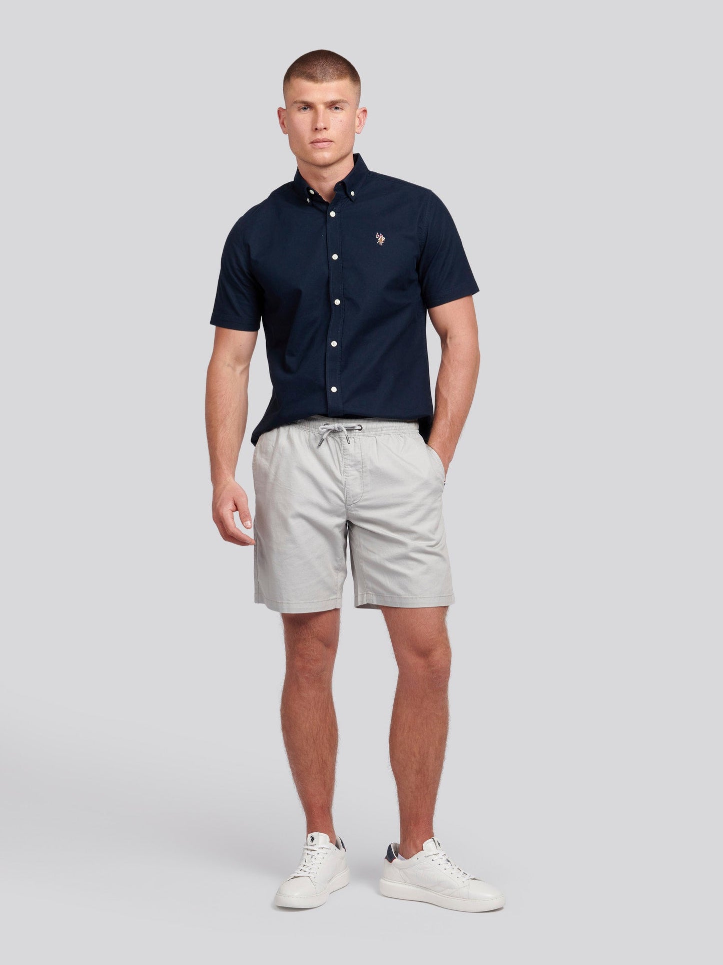 Mens Linen Blend Deck Shorts Harbor Mist