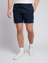 Mens Linen Blend Deck Shorts Dark Sapphire Navy / Haute Red DHM