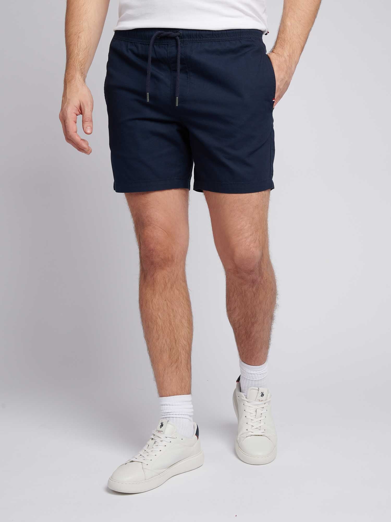 Mens Linen Blend Deck Shorts Dark Sapphire Navy / Haute Red DHM