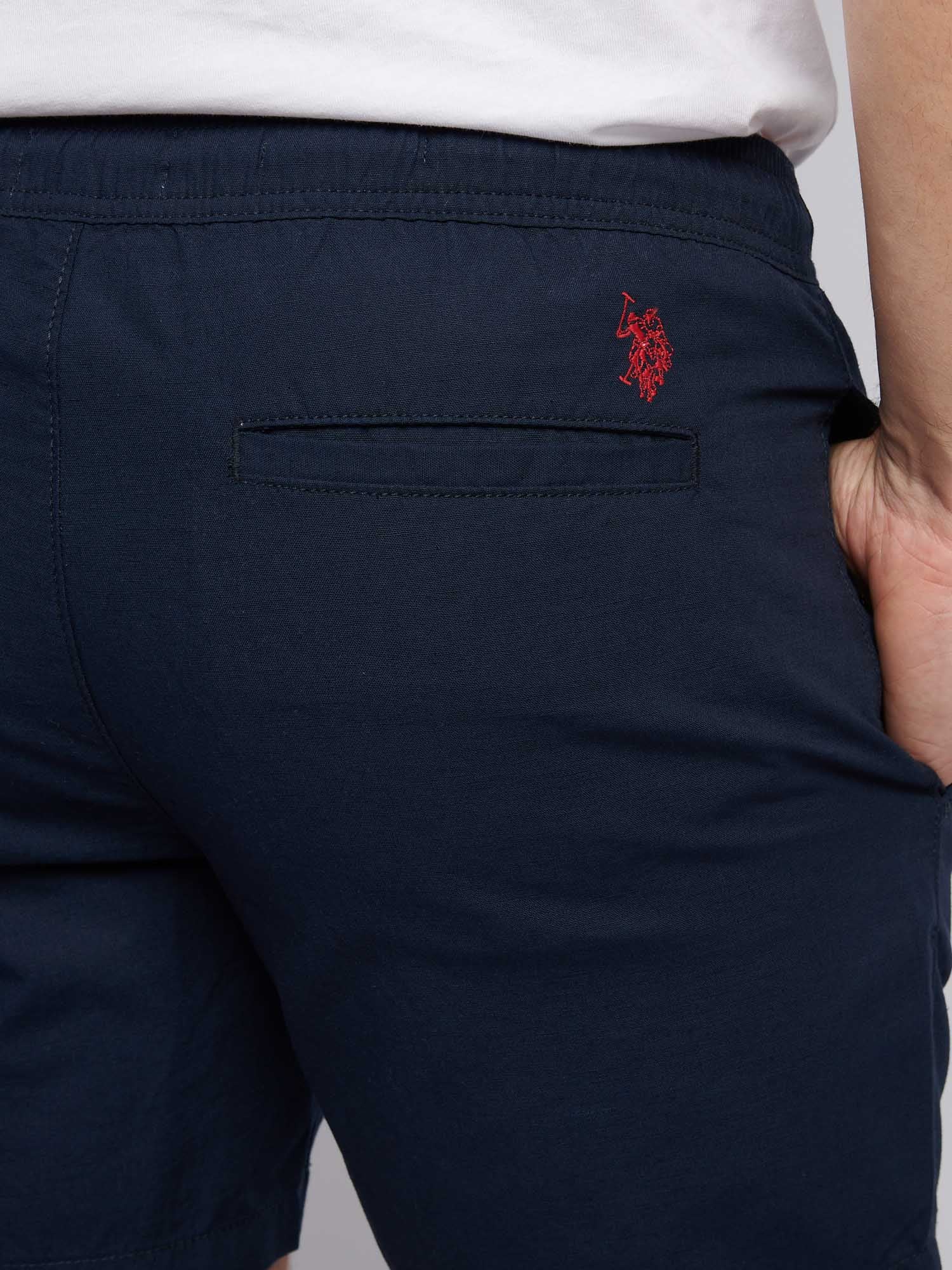 Mens Linen Blend Deck Shorts Dark Sapphire Navy / Haute Red DHM