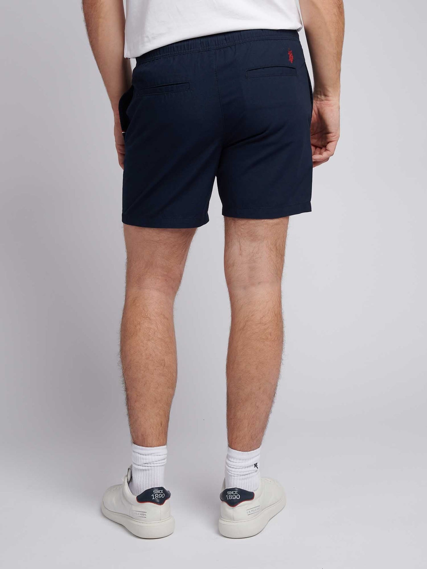 Mens Linen Blend Deck Shorts Dark Sapphire Navy / Haute Red DHM