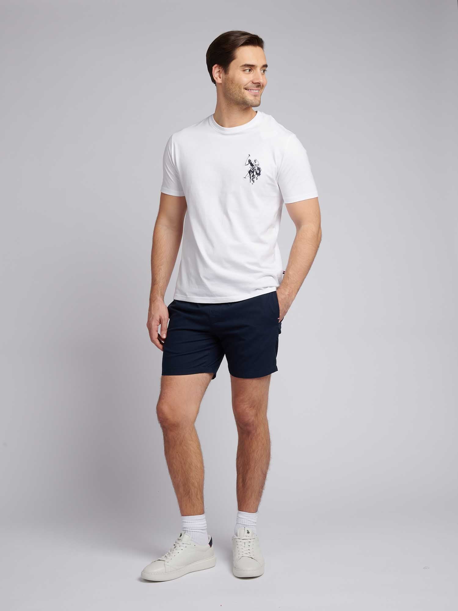 Mens Linen Blend Deck Shorts Dark Sapphire Navy / Haute Red DHM