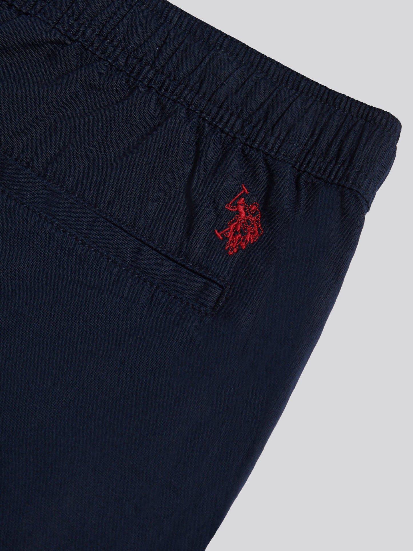 Mens Linen Blend Deck Shorts Dark Sapphire Navy / Haute Red DHM