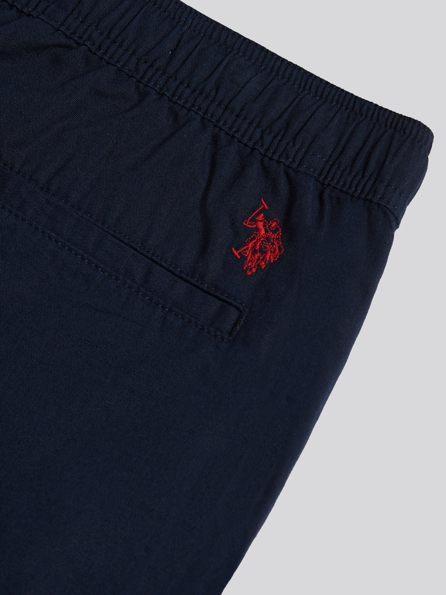 Mens Linen Blend Deck Shorts Dark Sapphire Navy / Haute Red DHM