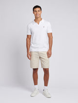 Mens Combed Cotton Revere Polo Shirt in Bright White / Multicolour DHM