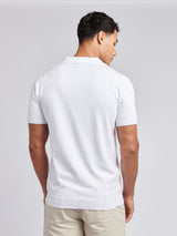 Mens Combed Cotton Revere Polo Shirt in Bright White / Multicolour DHM