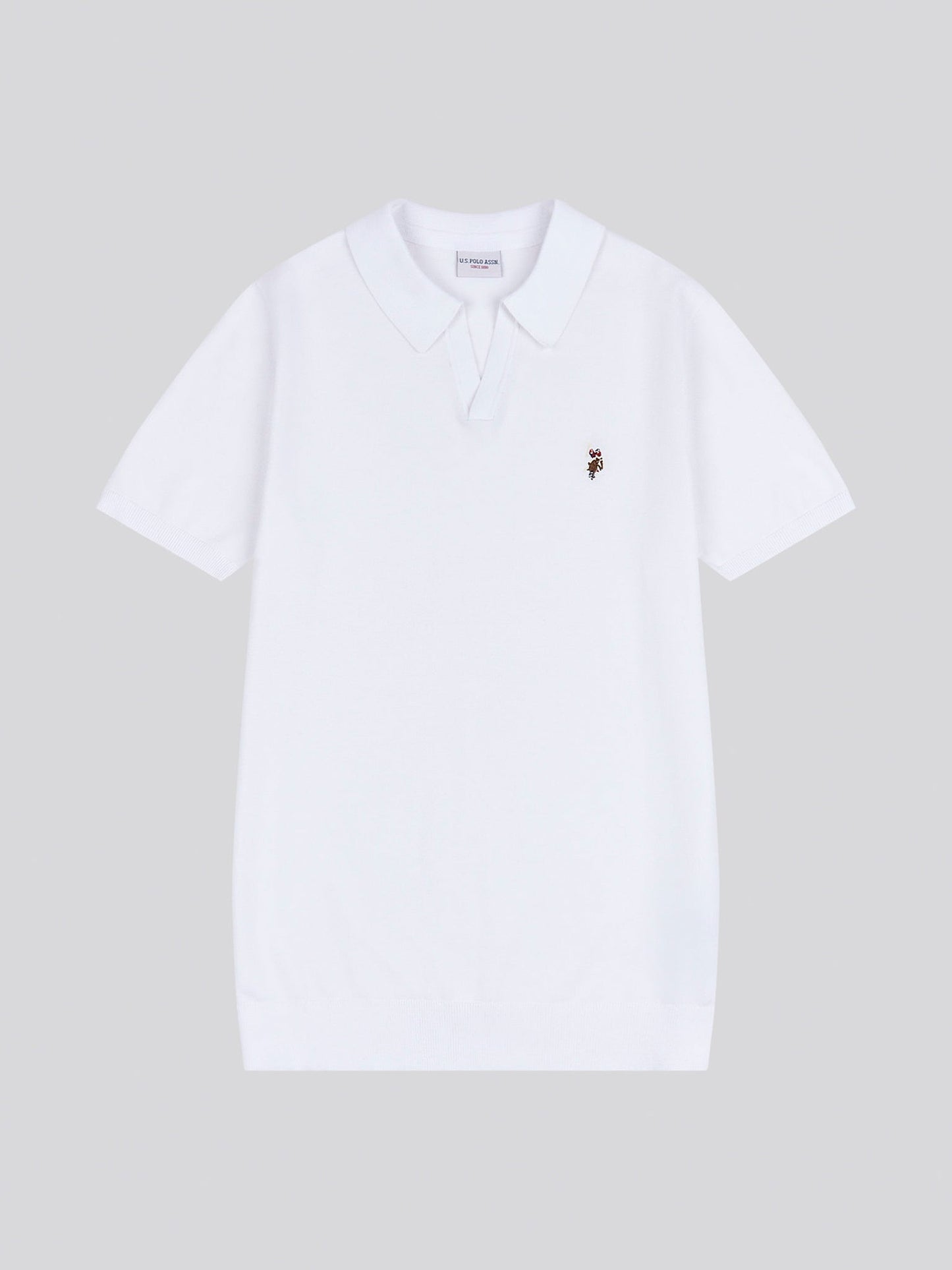 Mens Combed Cotton Revere Polo Shirt in Bright White / Multicolour DHM