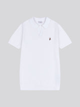 Mens Combed Cotton Revere Polo Shirt in Bright White / Multicolour DHM