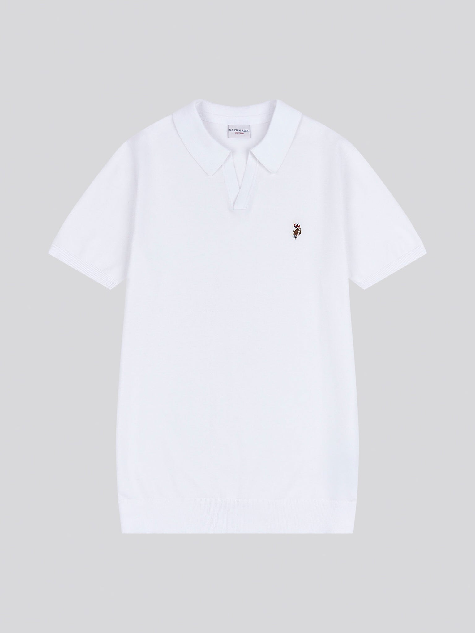 Mens Combed Cotton Revere Polo Shirt in Bright White / Multicolour DHM