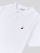 Mens Combed Cotton Revere Polo Shirt in Bright White / Multicolour DHM