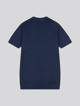 Mens Combed Cotton Revere Polo Shirt in Denim Blue Marl / Multicoloured DHM