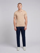 Mens Combed Cotton Revere Polo Shirt in Doeskin / Multi Coloured DHM