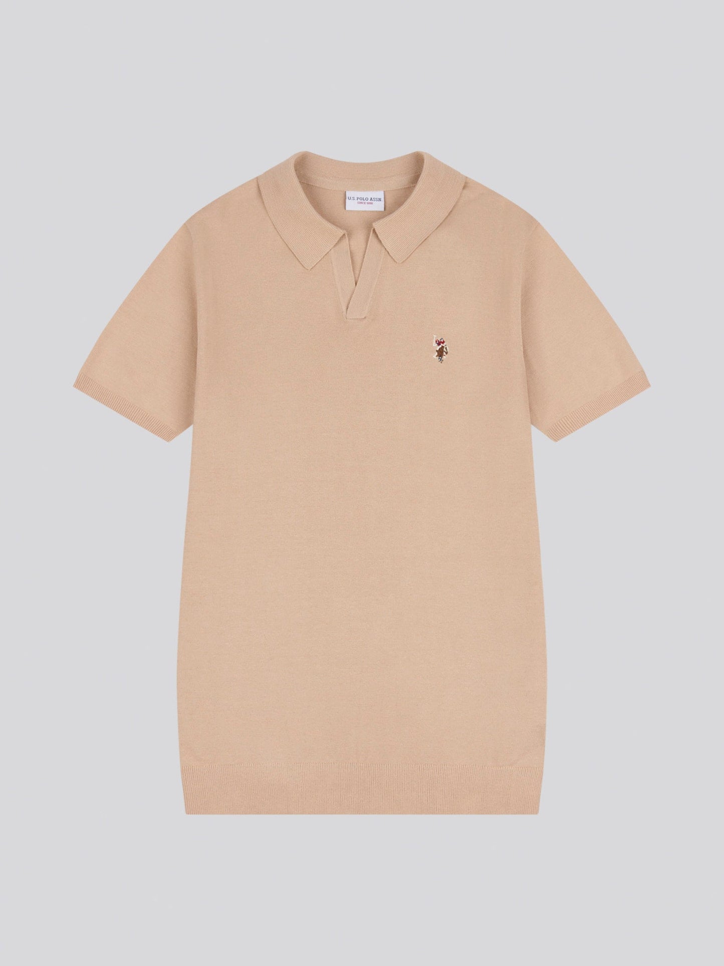 Mens Combed Cotton Revere Polo Shirt in Doeskin / Multi Coloured DHM