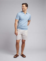 Mens Combed Cotton Revere Polo Shirt in Parisian Blue Marl / Multi Coloured DHM