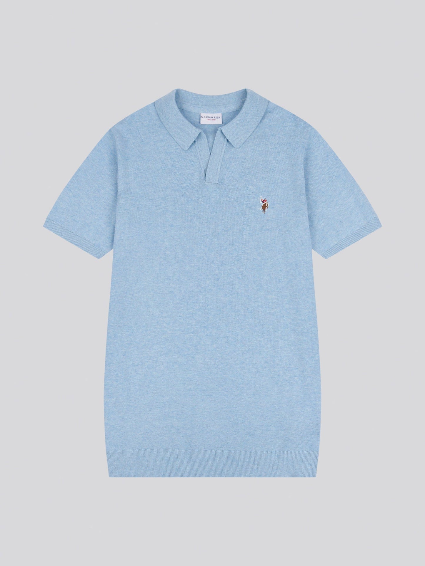 Mens Combed Cotton Revere Polo Shirt in Parisian Blue Marl / Multi Coloured DHM