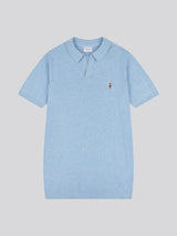 Mens Combed Cotton Revere Polo Shirt in Parisian Blue Marl / Multi Coloured DHM