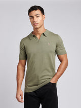 Mens Combed Cotton Revere Polo Shirt in Mulled Basil/Multi coloured DHM