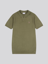 Mens Combed Cotton Revere Polo Shirt in Mulled Basil/Multi coloured DHM