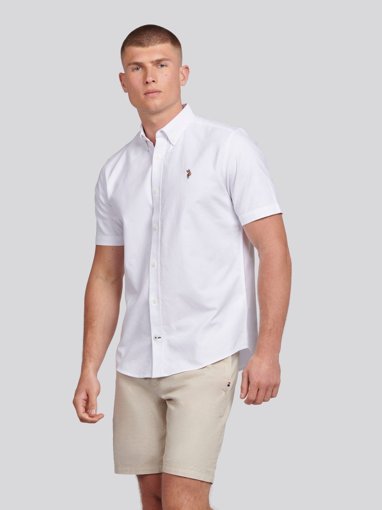 Mens  Short Sleeve Oxford Shirt Bright White