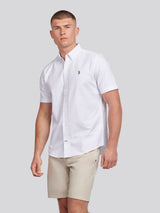 Mens  Short Sleeve Oxford Shirt Bright White