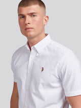 Mens  Short Sleeve Oxford Shirt Bright White