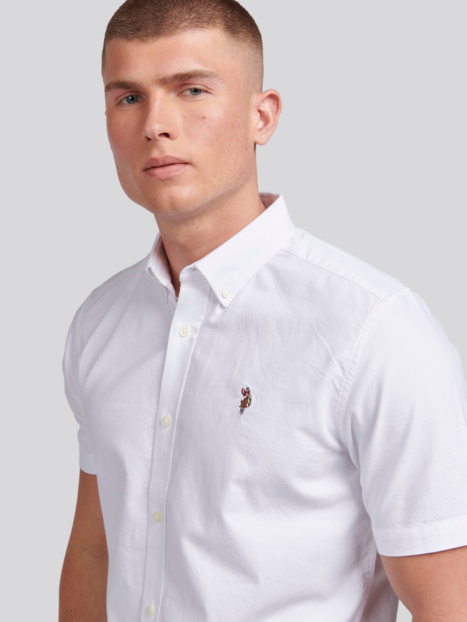 Mens  Short Sleeve Oxford Shirt Bright White