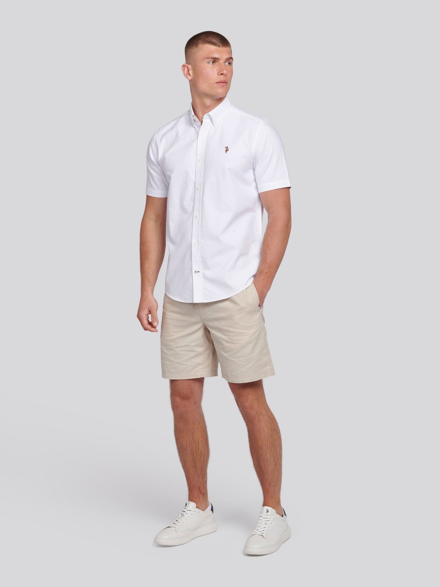 Mens  Short Sleeve Oxford Shirt Bright White