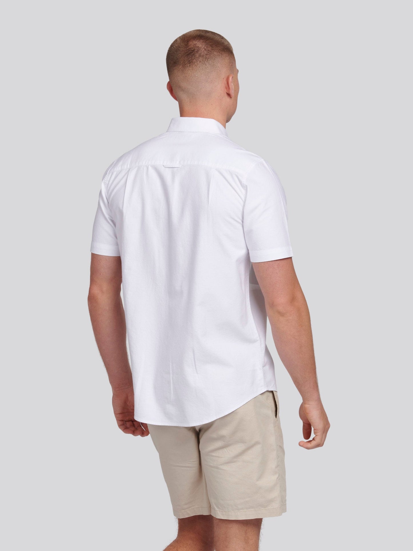 Mens  Short Sleeve Oxford Shirt Bright White