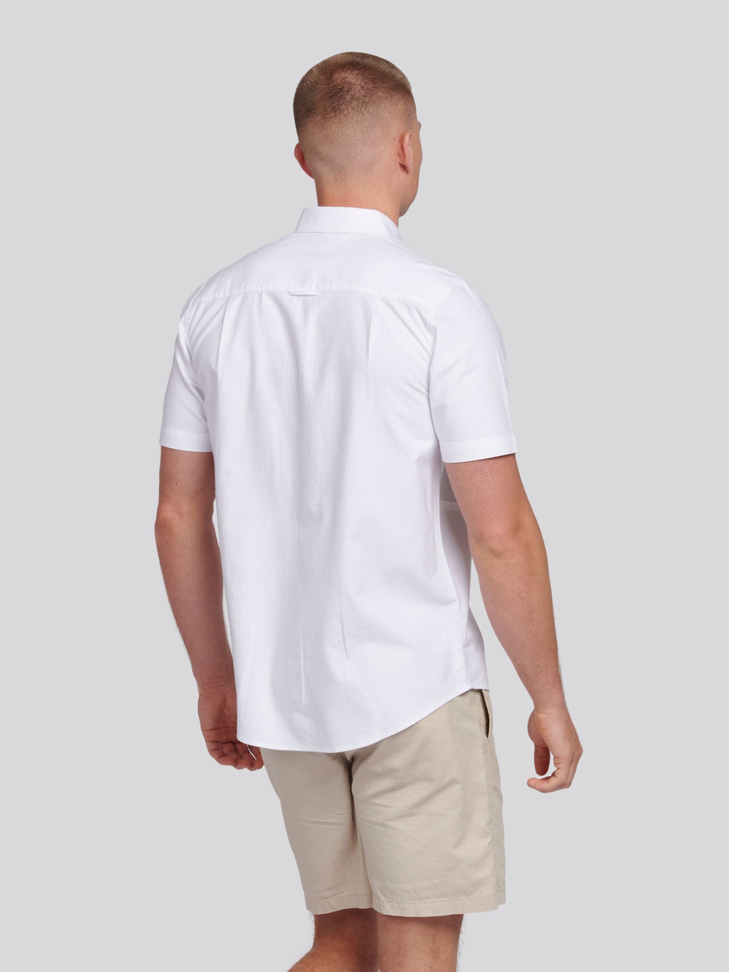Mens  Short Sleeve Oxford Shirt Bright White