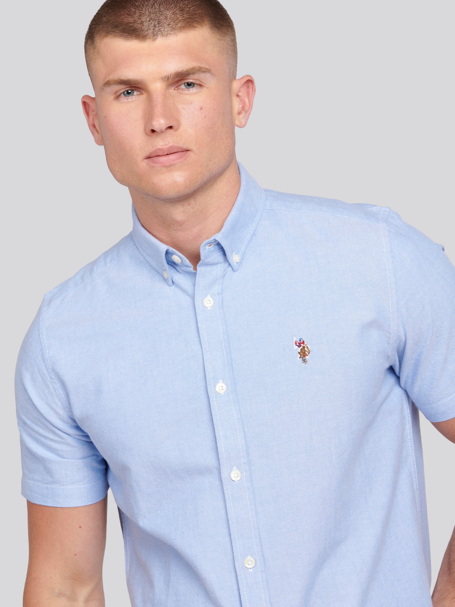 Mens  Short Sleeve Oxford Shirt Blue Yonder