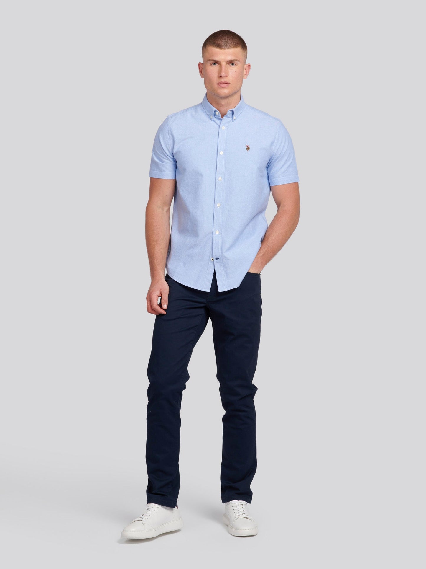 Mens  Short Sleeve Oxford Shirt Blue Yonder