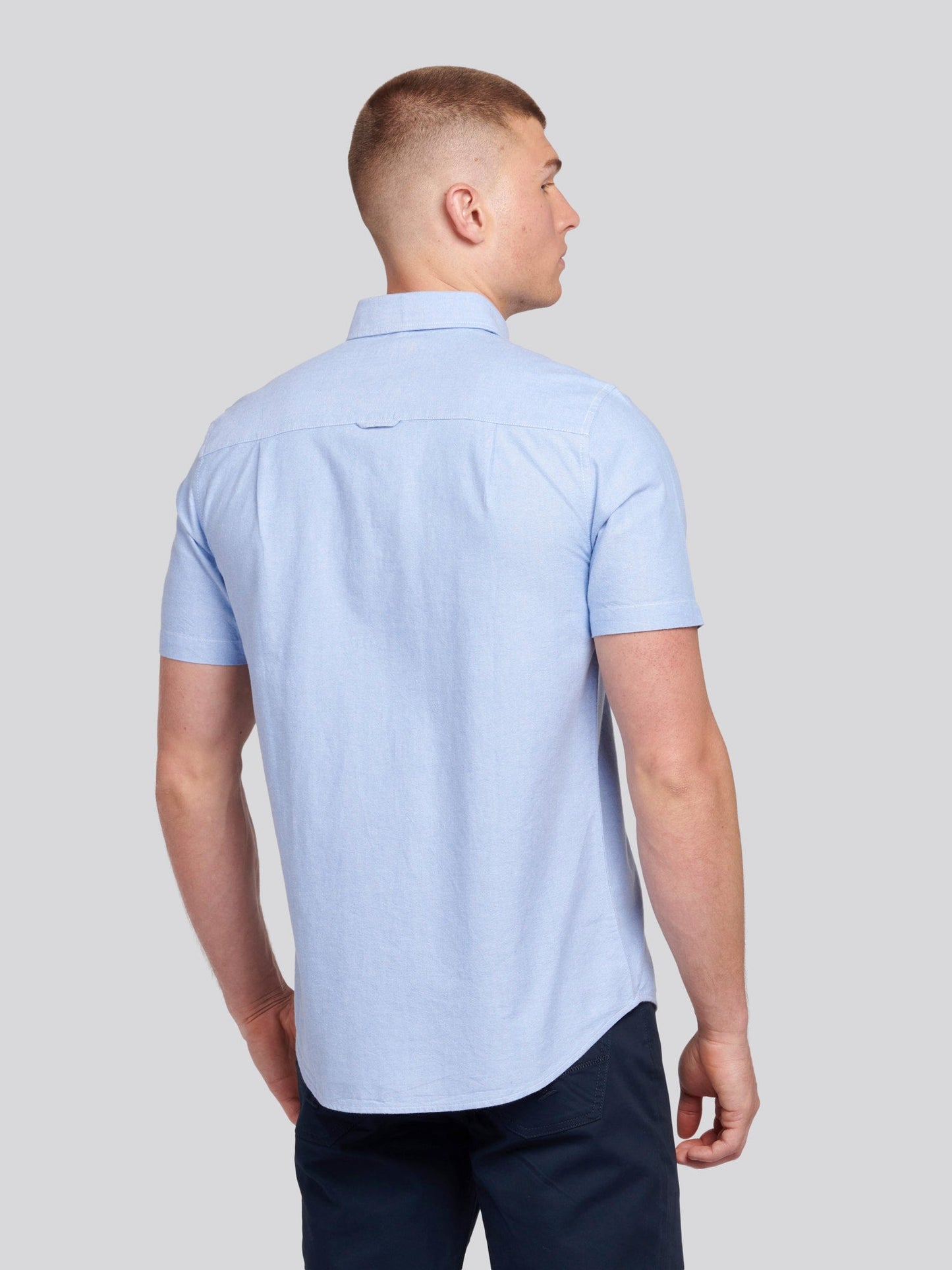 Mens  Short Sleeve Oxford Shirt Blue Yonder