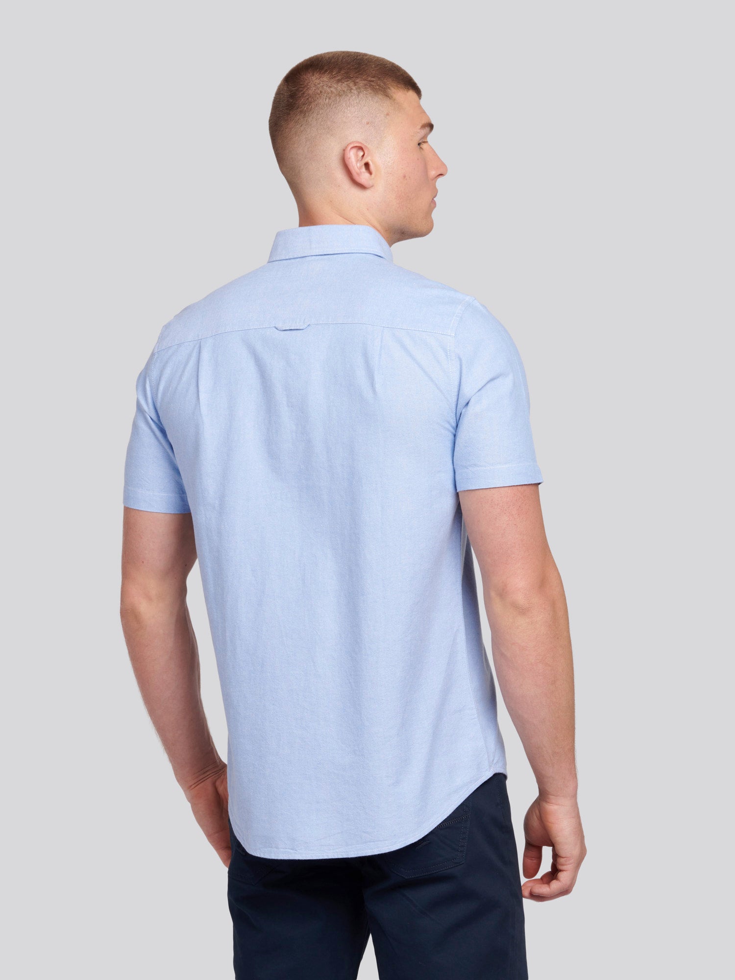 Mens  Short Sleeve Oxford Shirt Blue Yonder